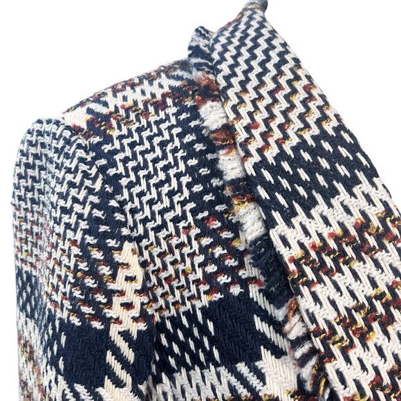 ANN TAYLOR Houndstooth Tweed Fringe Blazer Size 12 - Picture 5 of 14